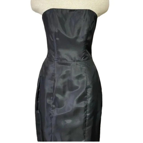 Betsey Johnson Evening Dress Size 4 Black Cocktail Strapless Black Ruffle Back - Picture 2 of 16